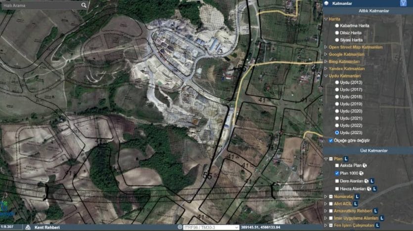 موقع بلدية أرناؤوط كوي يظهر التطور العمراني في أراضي قناة إسطنبول "يني شهير"