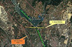Map of the smart city Yenişehir on both sides of the Istanbul Canal