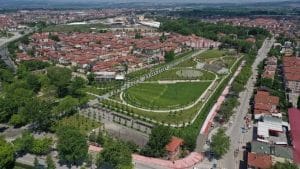 Toki buildings are surrounded by a wide green space