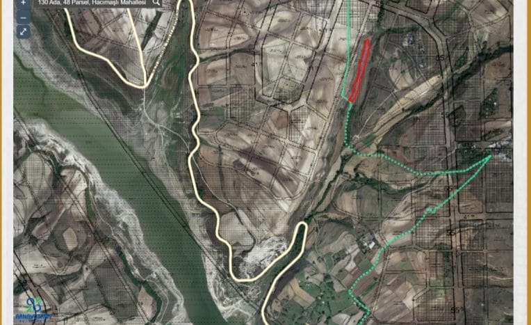 A plot of land on the map near the Istanbul Canal before regulation from the Arnavutköy Municipality website