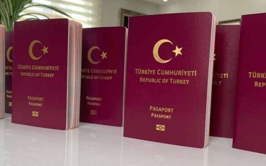 A set of Turkish passports in red