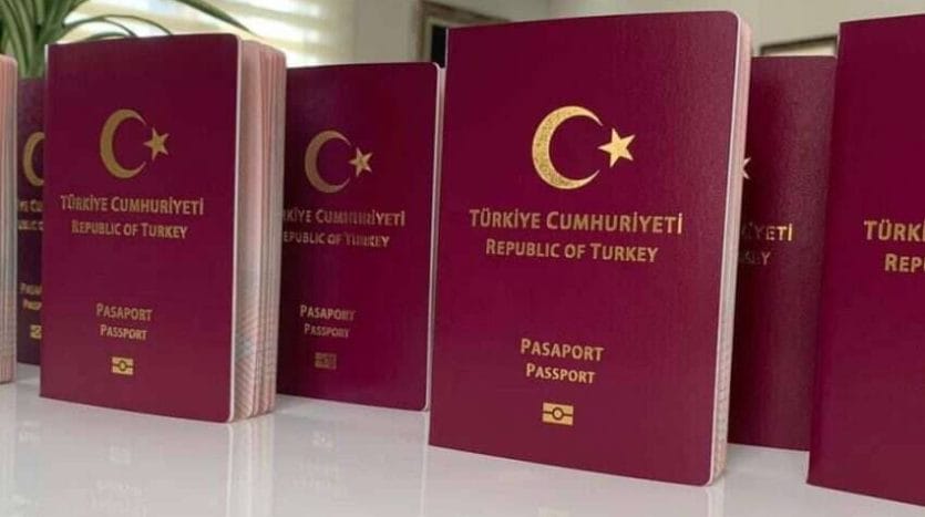 A set of Turkish passports in red