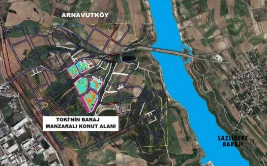 A plan showing the new Toki Sazli Bosna project and its location in relation to the new Istanbul Canal